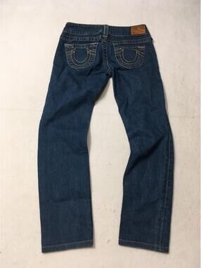 Y2K TRUE RELIGION Capri Short Denim Jeans Low Rise Dark Wash Stretch Size 26